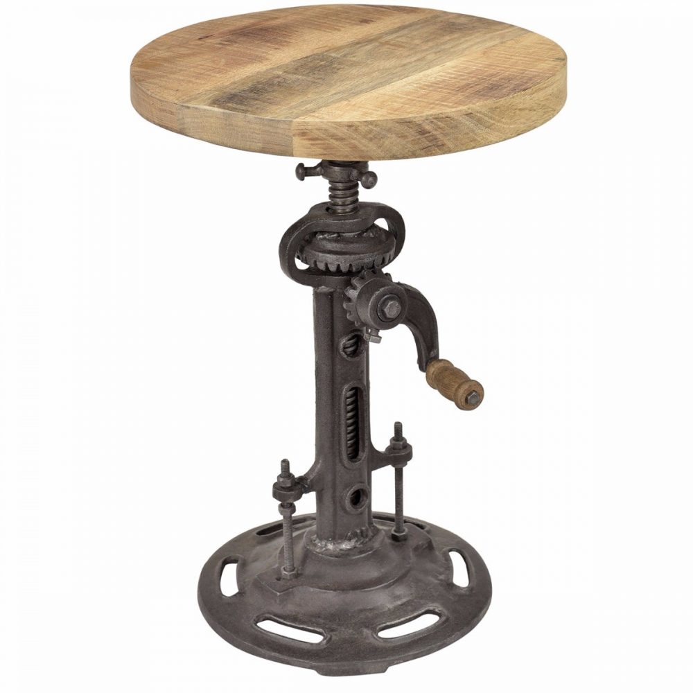 CRANK TABLE MANGO TOP  33X33X46 CM