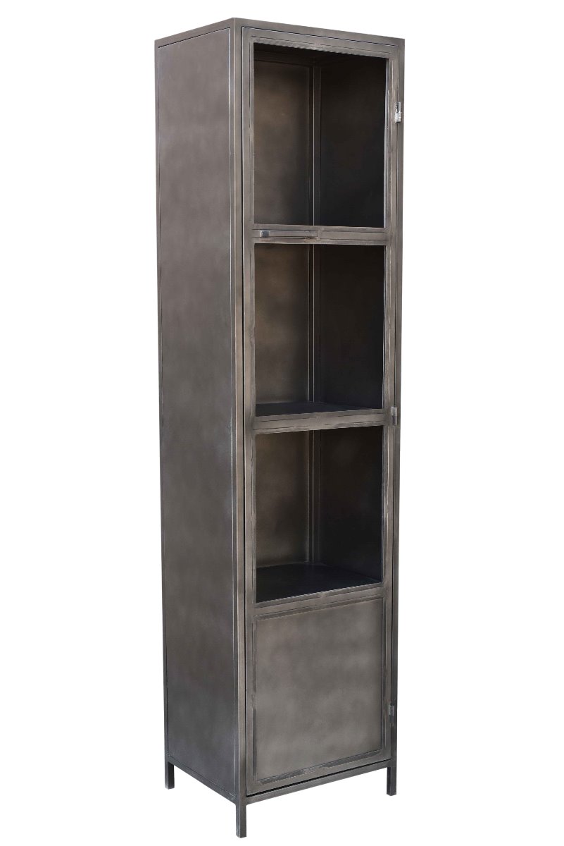 Rough Collectie - Metalen kast - 1 deur met glas (50x40x200 cm)
