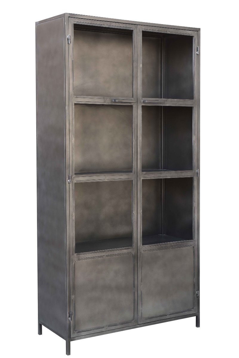 Rough Collectie - Metalen kast - 2 deuren met glas (100x40x200 cm)